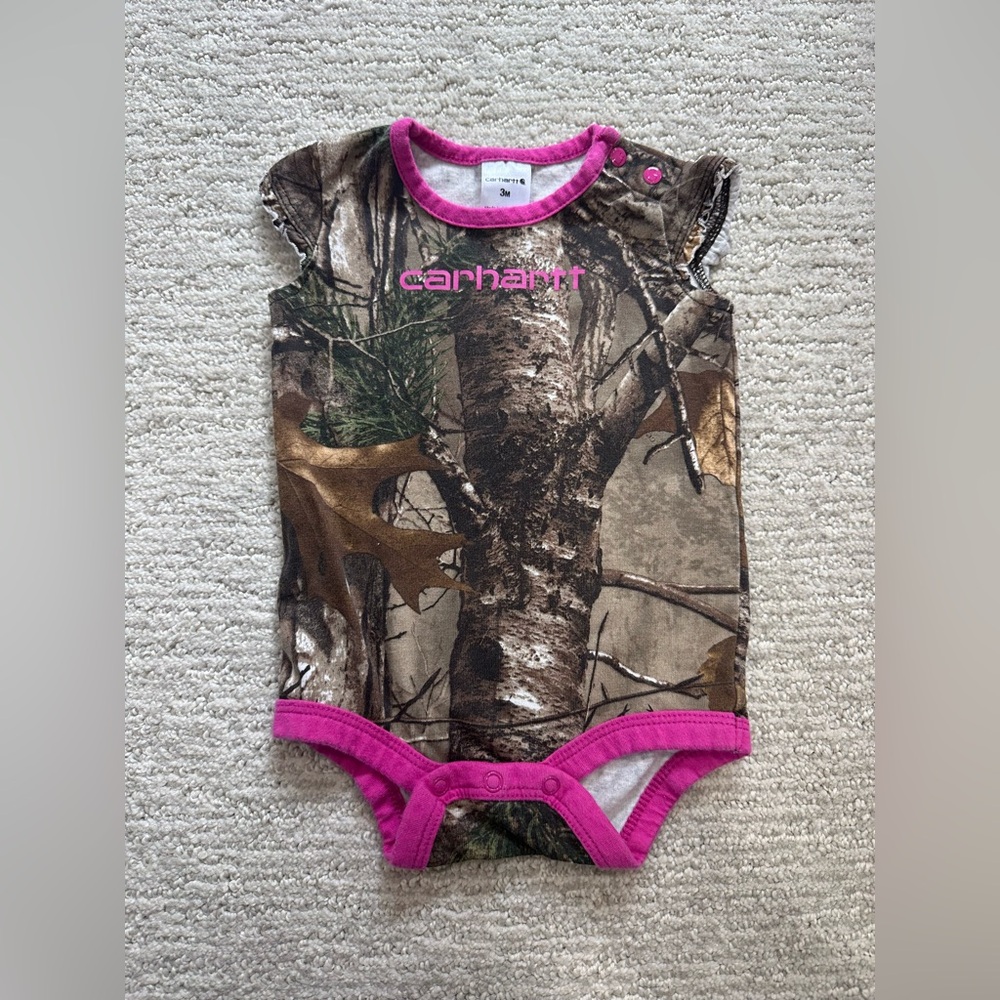 Baby Girl Carhartt Onsie, size 3 months